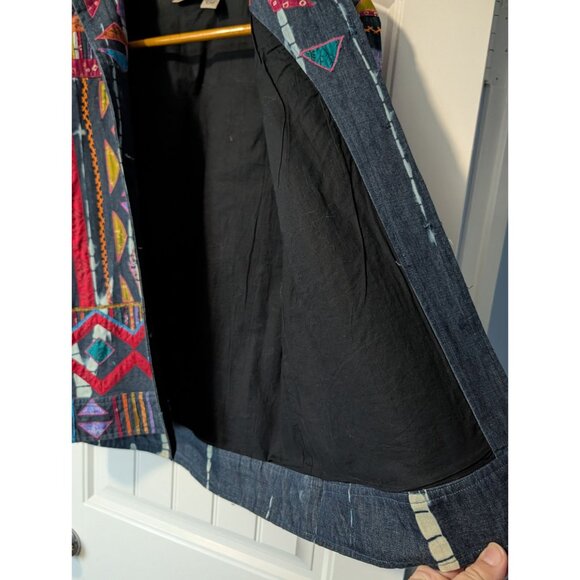 Chicos Design Jacket Large Southwest Embroidered silk applique - Picture 5 of 10
